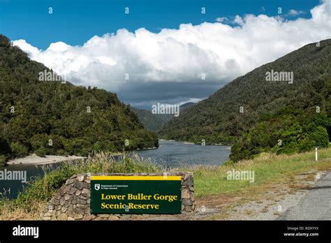 Scenic Buller River And Gorge In The South Island Of New Zealand Stock