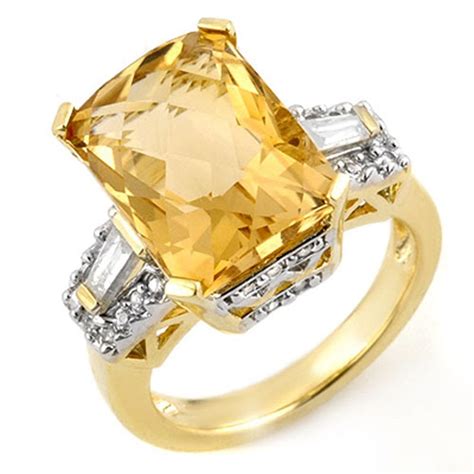 Lot 9 55 Ctw Citrine Diamond Ring 10k Yellow Gold REF 90H2R