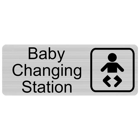 Baby Changing Station Engraved Sign Egre 15953 Sym Blkonslvr Restrooms