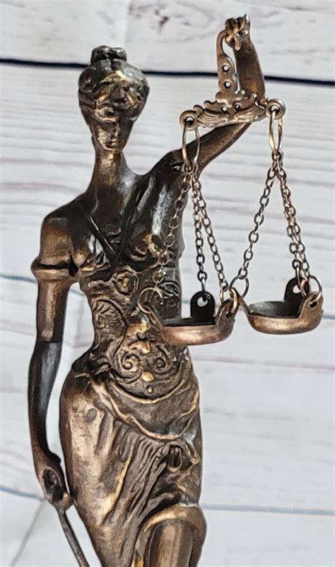 Bronze Blind Lady Of Justice Scales Law Lawyer Attorney Office Statue