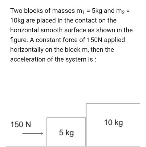 Two Blocks Of Masses M Kg And M Kg Are Placed In The Contact