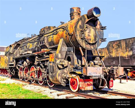 Old Rusty Steam Locomotive At The Railway Station Stock Photo Alamy