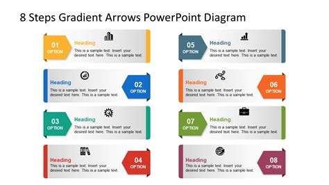 8 Steps Gradient Arrows Powerpoint Diagram Slidemodel