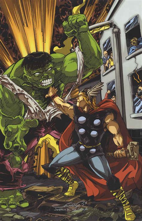 Hulk Vs Thor Comic Art Print By Joshua H Stulman Brooklyn Comic Shop