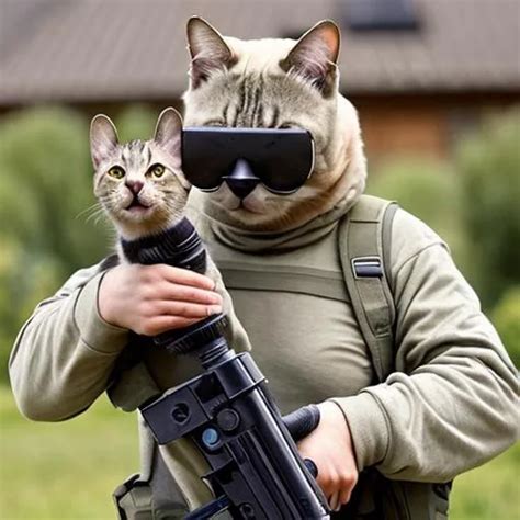 Cat Holding A Mini Gun Openart