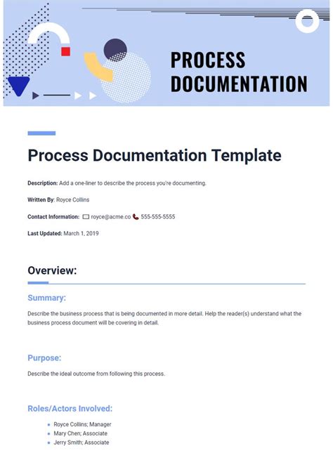 Process Documentation Template Business Process Business Process