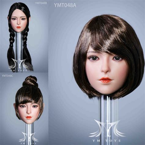 ymtoys ymt048 1 6 asian beauty head sculpt female soldier hair transplant head carving fit 12