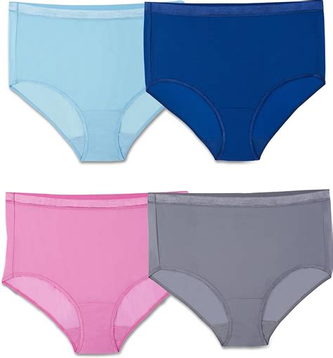 Fruit Of The Loom Womens Plus Size Fit For Me Everlight Brief 4 Pack