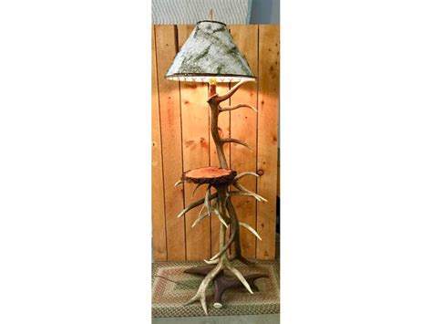 Real Elk Antler Floor Lamp With Shelf Mad River Antler