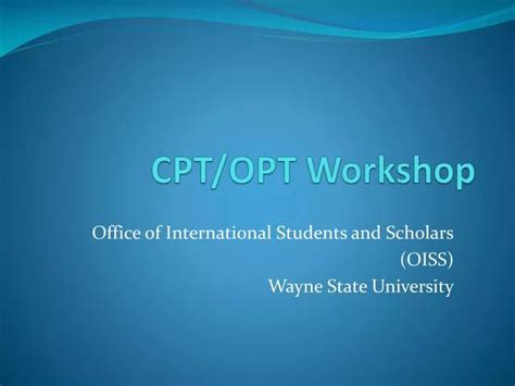 Ppt Cptopt Workshop Powerpoint Presentation Free Download Id4661933