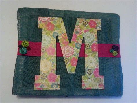 Frame Wrapped With Burlap Decoupage Letter With Scrapbook Paper