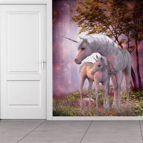 Magical Unicorn And Foal Wall Mural Wallpaper Unicorn Wall Mural
