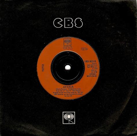 Toto Africa Vinyl Record 7 Inch Cbs 1982