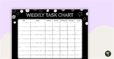 Funky Chalkboard Bw Weekly Task Chart Teach Starter