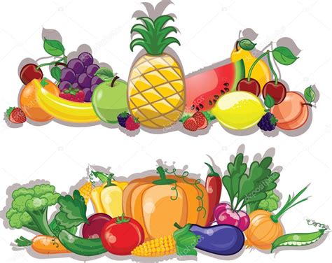 Cartoon Vegetables And Fruits Background — Stock Vector