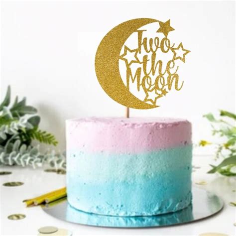 Two The Moon Cake Topper Etsy