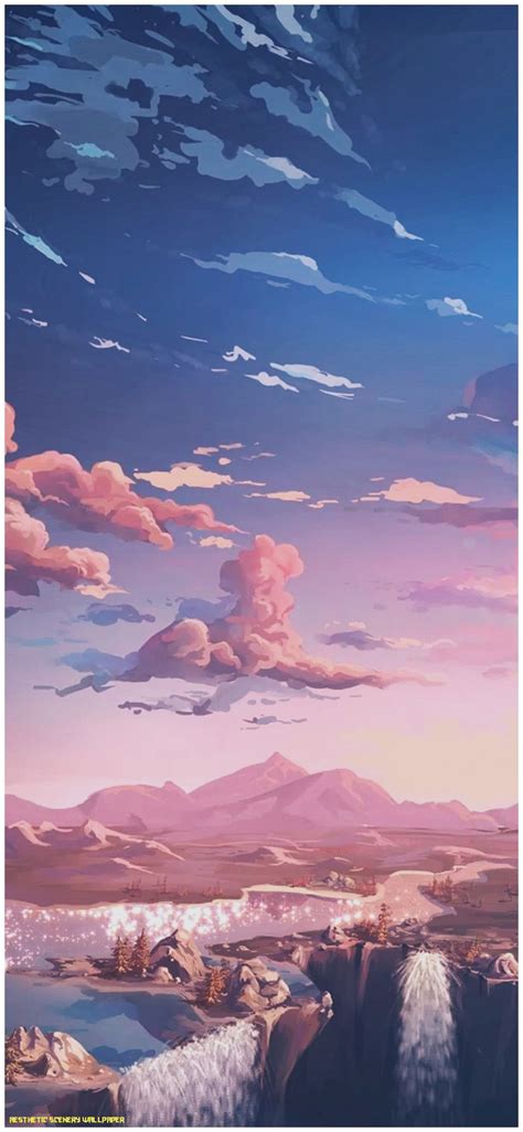 Aesthetic, aesthetically pleasing, cloudy, dreamy, dreamy clouds aesthetic landscape, landscape, landscape aesthetic, landscape painting, painting, pink aesthetic, purple. Aesthetic Pink Landscape Wallpapers - Wallpaper Cave