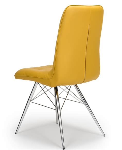 Tampa Yellow Leather Eames Style Modern Dining Chair