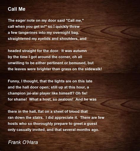 call me poem by frank o hara poem hunter