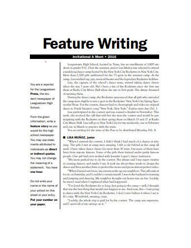 Free 8 Feature Writing Samples In Pdf Doc