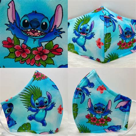 Lilo And Stitch Designer Adult Face Mask Custom Print Fabric Etsy