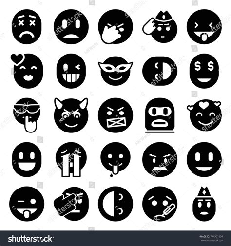Smiley Icons Set 25 Editable Filled Stock Vector Royalty Free 794301904
