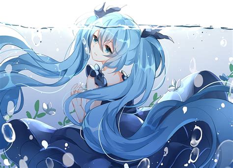 Hd Wallpaper Anime Vocaloid Blue Eyes Blue Hair Dress Girl