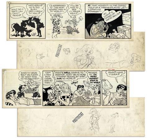 Lot Detail Pair Of Lil Abner Comic Strips Featuring Abner