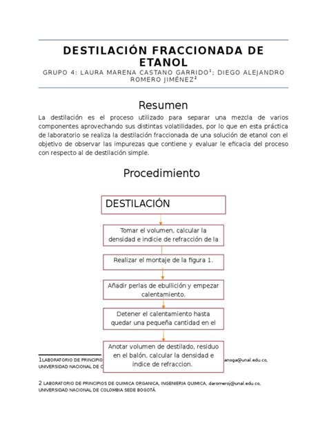 Informe Destilacion Fraccionada Distillation Chemistry