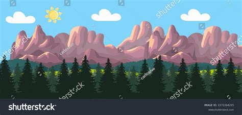 Beauty Lake Mountain Cliff Landscape Background Stock Vector Royalty