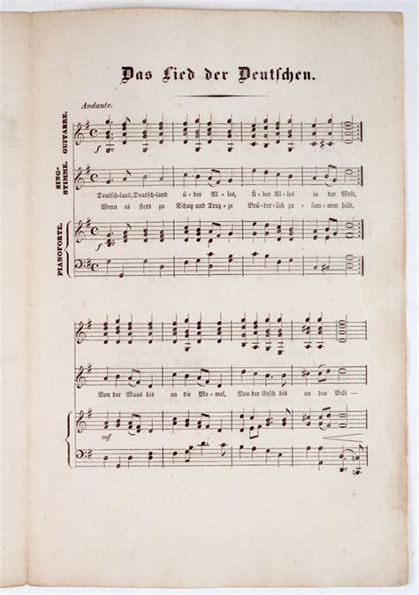 Lemo Objekt Das Lied Der Deutschen Notenblatt 1841