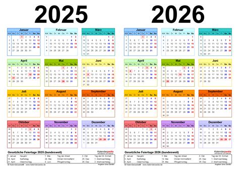Zweijahreskalender 2025 Und 2026 Als Excel Vorlagen Zum Ausdrucken