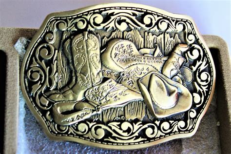 Vintage Solid Brass Western Belt Buckle Western Americana
