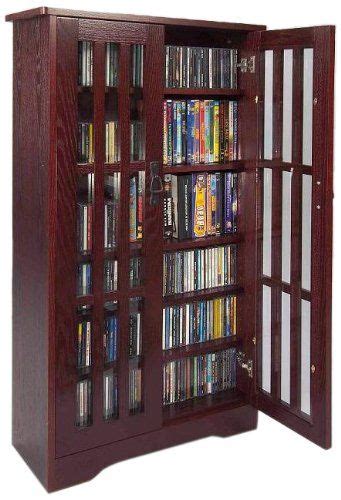 Leslie Dame High Capacity Inlaid Glass Mission Style Multimedia Storage