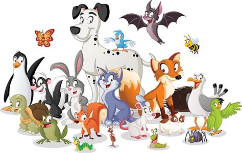 Group Of Cartoon Animals Vector Illustration Of Funny