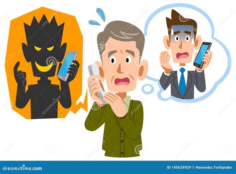 Senior Man Being Scammed By Phone Fraud Stock Vector Illustration Of Judgment Scammed 145624929