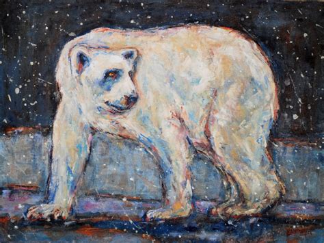 Vicki Wood Jd Polar Bear In Snow Storm Oil Painting