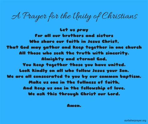 A Prayer For Unity Of Christians ⋆ Our Father Prayer Christians