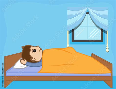 Cartoon Man Lying On Bed Buy This Stock Vector And Explore Similar