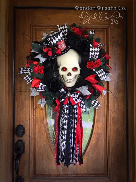 Skull Harlequin Wreath Gothic Victorian Halloween Wreath Red | Etsy ...