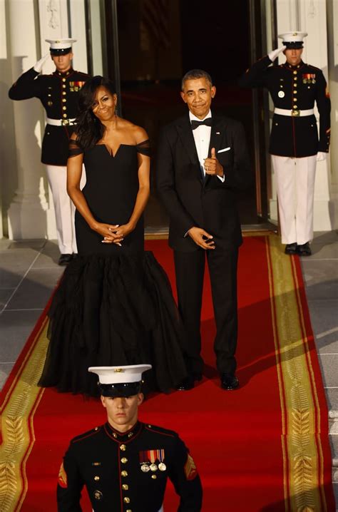Michelle Obama Wearing Black Vera Wang Dress Popsugar Fashion Australia