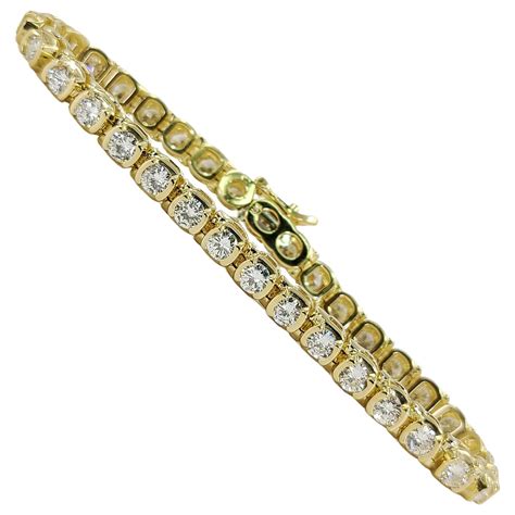 Fancy Yellow Gold With Diamonds Tennis Bracelet For Sale At 1stdibs