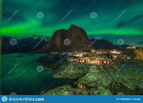 Winter Scene Of Reine Town In Lofoten Islands Norway