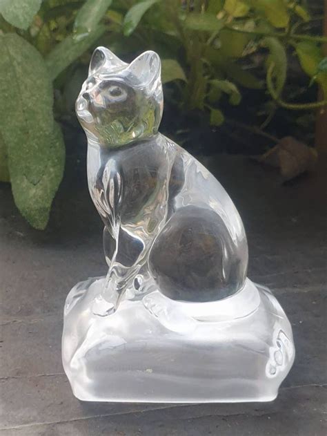 Glass Cat Clear Glass Cat On A Frosted Glass Basecollectible Etsy Uk Glass Collection Clear