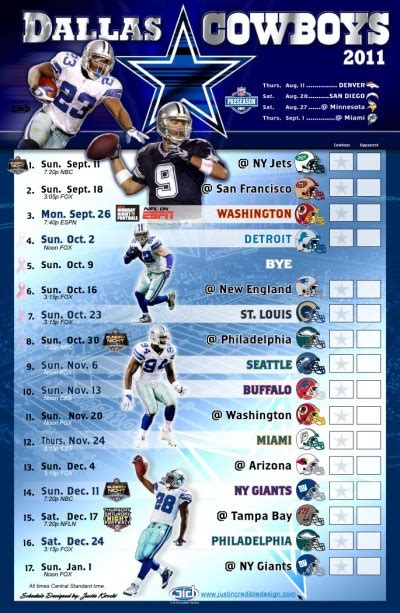 Dallas Cowboys 2011 Schedule