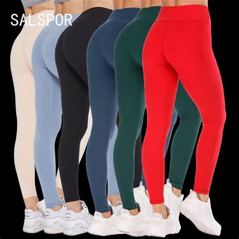 Salspor Fashion Women Leggings Solid Fitness High Waist Push Up Trousers Workout Yoga Pants Buy