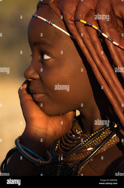 Himba Tribe Young Woman Cunene Province Oncocua Angola Stock Photo