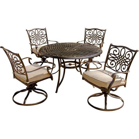 Outside garden table and 4 wooden teak patio chairs. Hanover Traditions 5-Piece Patio Outdoor Dining Set with 4 ...