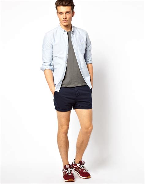 Lyst Asos Chino Shorts In Shorter Length In Blue For Men