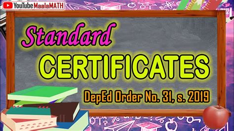 Deped Standard Certificates Youtube